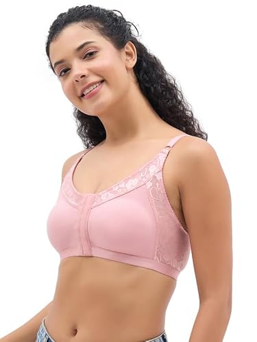 Clovia Women’s Pink Cotton Solid Full-Figure Bra – Non-Padded, Wire-Free, Full-Cup Support
